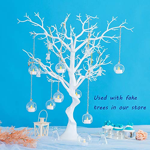 Sziqiqi Hanging Glass Globes Orbs Tea Light Candle Holders with Flameless LED Tealight for Wedding Ornaments, Wedding Birt...