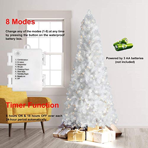 LOENDE LED Mini Lights with Timer Christmas Lights 18ft 50 LED 8 Modes Battery Operated String Lights White Wire for Indoo...