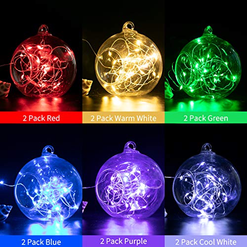 Brightown 12 Pack Multi Color Led Fairy Lights Battery Operated String Lights Waterproof Silver Wire 7 Feet 20 Led Firefly...