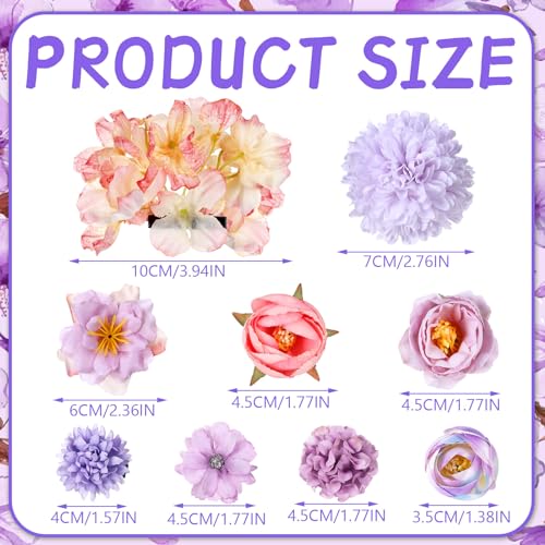 BBTO 21 Pcs Flower Hair Clip Rose Hair Clips Barrettes for Women Flower Accessories Boho Bride Claw Clip Hairpin Brooch Pi...