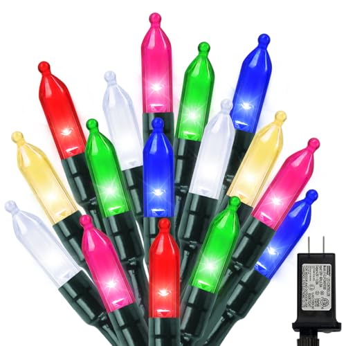 LAMPHOME Multicolor Christmas Mini Lights, 32.5FT 100 LED Clear Bulbs String Lights with 16 Light Modes, Fairy Lights Plug...
