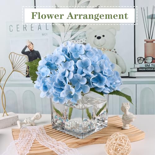 Comrzor 1 Pack Square Glass Vase 5" x 5" x 5", Clear Flower Vase for Centerpieces, Candle Holder for Wedding Party Events,...