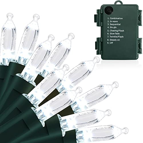 KOUQIYA Battery Operated Christmas Lights, 33ft 100 LED Battery Operated String Lights with Auto-Timer 8 Modes Waterproof ...