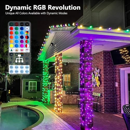 Brizled Color Changing Mardi Gras Lights, 66ft 200 LED RGB String Lights Music Sync, 120+ Modes Remote Dimmable Outdoor Ch...