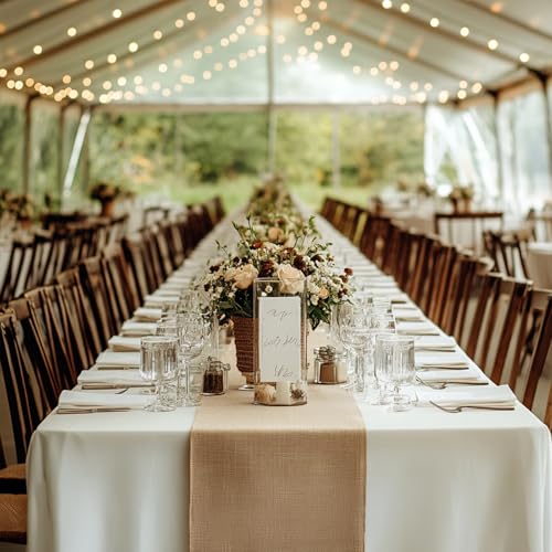 6 Pack Burlap Table Runners 12x108 Inch - Natural Jute Rustic Farmhouse Table Runner Decor for Western Wedding, Farmhouse ...