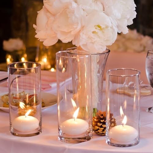 PATIKIL Glass Cylinder Vase, 2 Pcs 4.7" Tall and 3.3" Dia Flower Vase Floating Candle Holder Vase for Home Decor Wedding C...