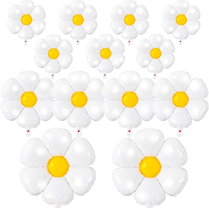 Daisy Balloons- 14Pcs Daisy Flower Foil Balloons for One or Two Groovy Party Decorations Girls Daisy Themed Birthday Party...