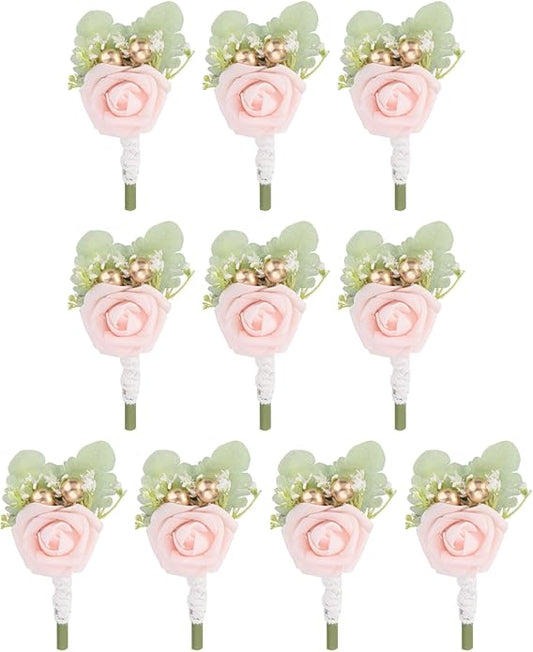 MECCANIXITY 10Pcs Groom Boutonnieres Rose Boutonnieres Pins for Men Wedding Ceremony Anniversary Formal Dinner,Party Suit ...