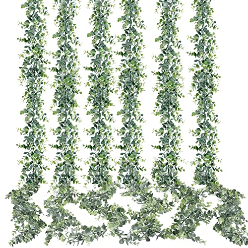 Sggvecsy Artificial Eucalyptus Garland 6 Pack Fake Eucalyptus Greenery Garland Faux Hanging Plants Artificial Vines, 5.6 F...