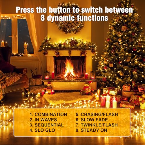 Nisocy 33FT LED String Lights Outdoor Waterproof – Warm White Fairy Lights with Plug, Connectable Christmas Tree Lights fo...