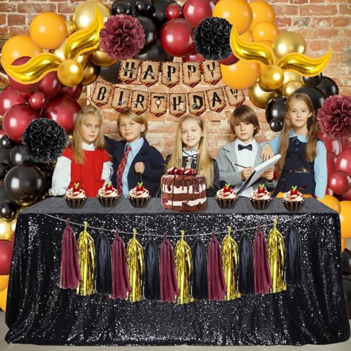 Magical Wizard School Birthday Party Decoration Include Magic Wizard School Balloon Arch Kit, Tassel Flower Ball for Magic...