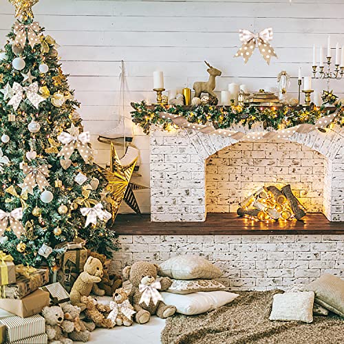 3 Rolls Burlap Wired Ribbons 15 Yards Stripe Dot Buffalo Plaid Pattern Wrapping Gingham Grosgrain Ribbon for DIY Crafts Pa...