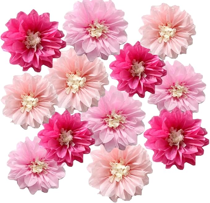 12pcs 10in 12in Paper Flowers Tissue Flowers Pom Paper Pom Poms Hanging Flowers Floral Backdrop Wedding Party Flower Decor...