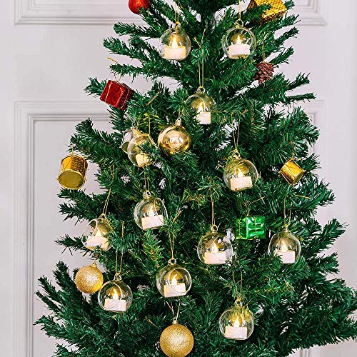 Sziqiqi Hanging Glass Globes Orbs Tea Light Candle Holders with Flameless LED Tealight for Wedding Ornaments, Wedding Birt...