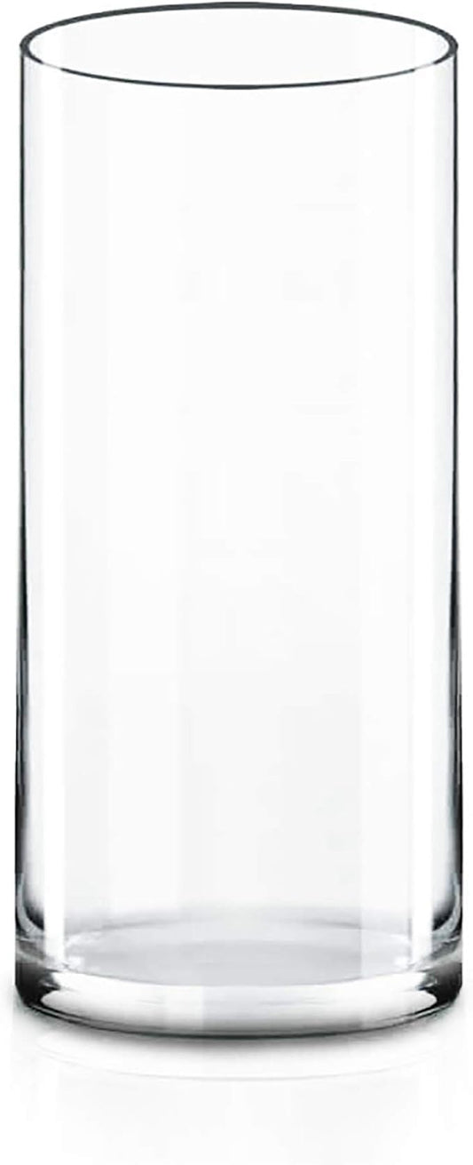 CYS Excel Clear Glass Cylinder Vase (H:9" D:4") Flower Vase Centerpieces Hurricane Floating Candle Holder