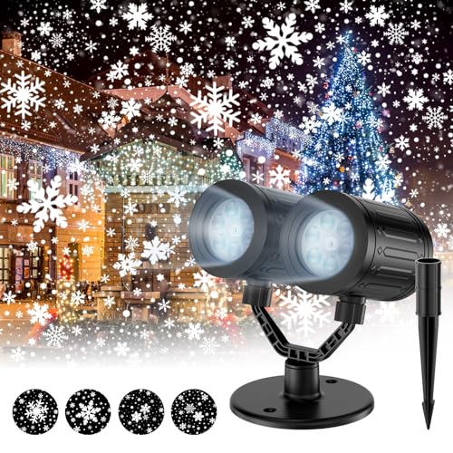 afzdby Christmas Snowflake Projector Lights Outdoor,Timer Setting Double Head Snowfall Led Lights Waterproof,Landscape Dec...