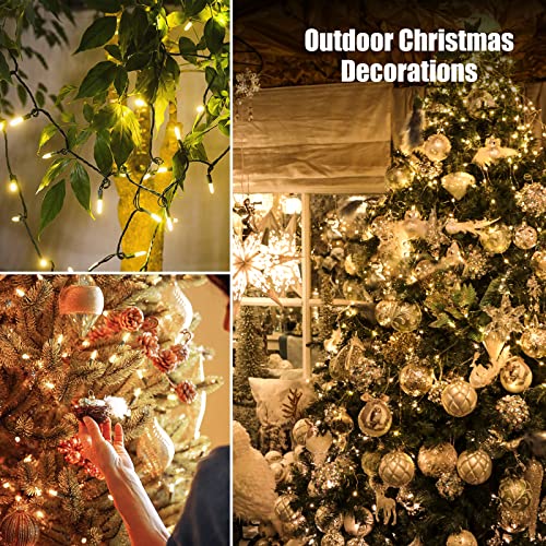 Dirnun Christmas Lights Clear White 100 Count Incandescent Lights UL Certified Connectable Christmas Tree Lights with Gree...