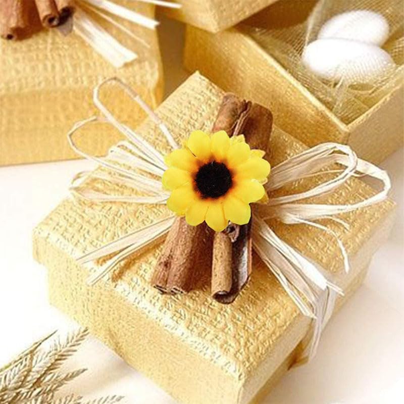 WsjiaboFux 100Pcs Yellow Artificial Flower Heads Mini Fake Sunflower Decorative Fabric Flowers Craft Floral Embellishments...