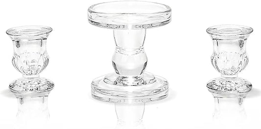 Unity Candle Holder - Glass Candle Holders for Pillar Candles Taper Candles, Glass Candlestick Holders Set of 3, Decorativ...