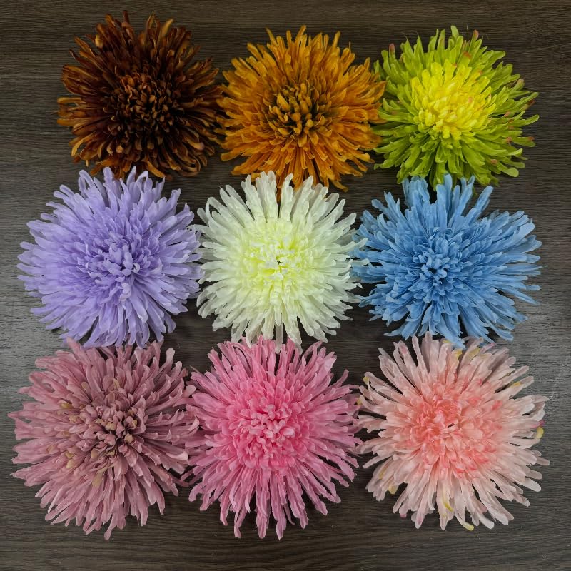 7 Inch Large Chrysanthemum Flowers Artificial Heads,Silk Flowers for Crafts,Fake Flowers Bulk,Artificial Flowers for Cake ...
