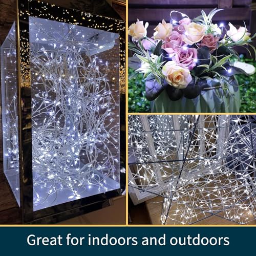 LAMPHOME 6 Pack Fairy Lights Battery Operated String Lights 6.6ft 20 Led Mason Jar Lights Waterproof Silver Wire Light Fir...