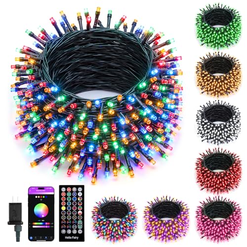 Minetom 82ft 250LED Color Changing Christmas Halloween Tree Lights, LED RGB String Twinkle Lights, 16 Milion Adjustable Co...