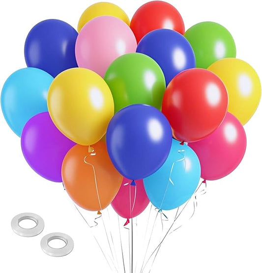 Balloons Assorted Colors Rainbow Decorations 100 Pack 12 inch Round Bright Latex Colorful Balloons for Birthday Baby Showe...