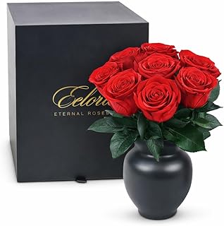 Eclore Floral Preserved Flowers – Forever Roses and Forever Flowers in Vase, Real Preserved Roses, Eternal Flowers, Gift f...
