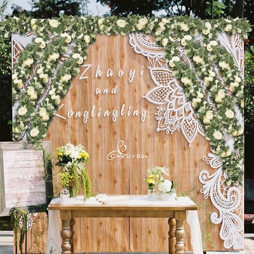 MAKHOT 2PCS Eucalyptus Garland, 6.6Ft Artificial Greenery Garlands Flower Decor, Green Spring Garland Wreath Vines Decorat...