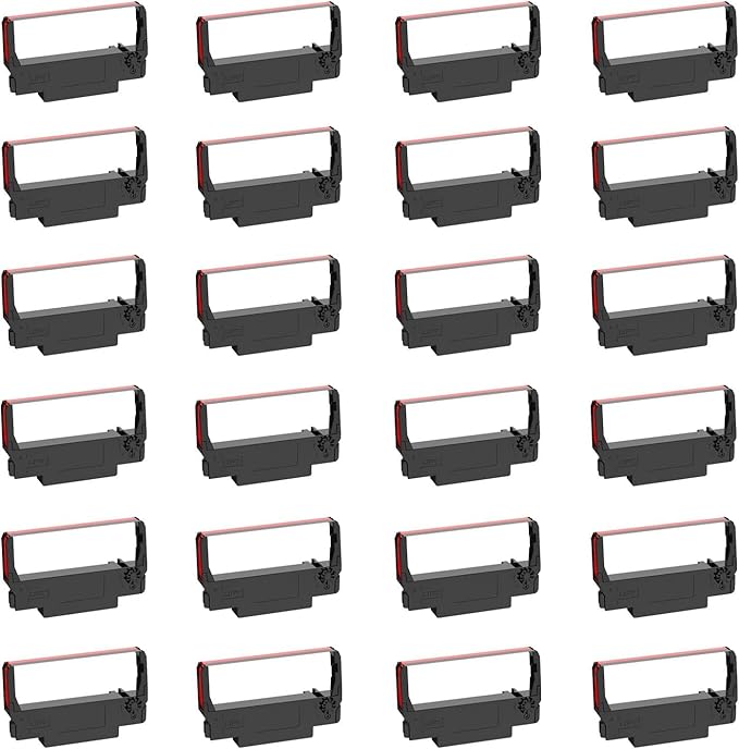 Bigger Replacement for ERC-30/34/38 B/R Ribbons, 24 Pack, Black and Red