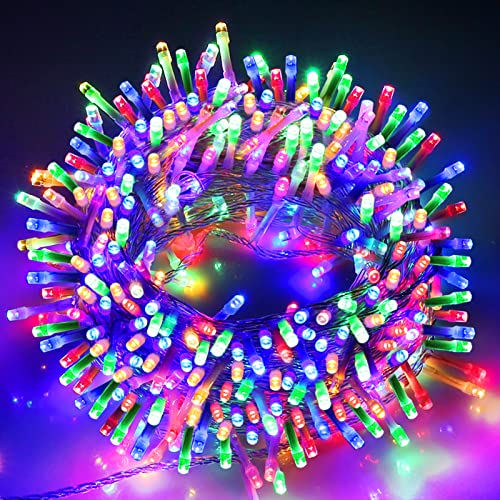 VTECHOLOGY 66Ft 200LED Multicolor Christmas Lights Plug in,Connectable Christmas Tree Lights,8 Modes String Lights Indoor ...