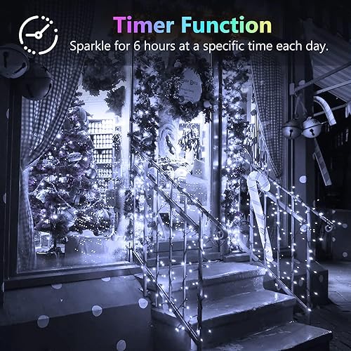 2 Pack 200LED Christmas Battery Operated Fairy Lights with Remote, 8 Modes String Lights with Timer, Dimmable, Memory Func...