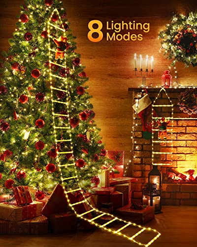 Toodour LED Christmas Lights - 10ft Christmas Decorative Ladder Lights with Santa Claus, Xmas Decorations Light for Indoor...