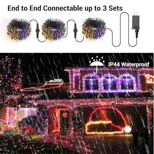Brizled Christmas Lights, 65.67ft 200 LED Color Changing Tree Lights 11-Function Warm White & Multicolored Christmas Light...