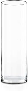 CYS Excel Clear Glass Cylinder Flower Vase, 14" Height x 4" Diameter, Elegant Hand-Blown Glass Wedding Floral Centerpiece ...