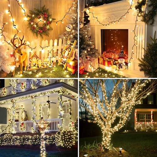 Jyoiat Christmas Lights -2 Pack Total 43FT 200 Count Conectable Waterproof String Lights Brighter Detachable Plug-in Light...