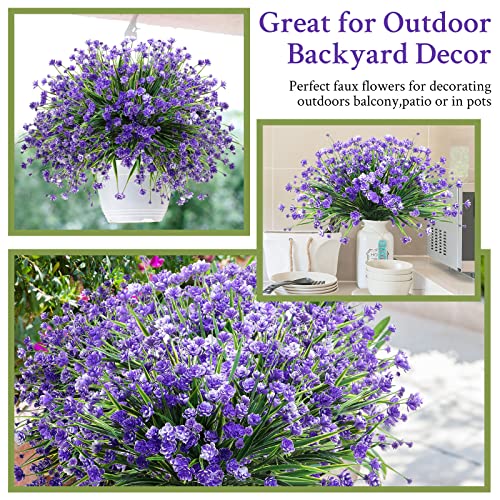 Hoteam 40 Bundles Outdoor Artificial Flowers UV Resistant Faux Outside Plants Flowers Fake Plastic Plants for Outdoor Spri...