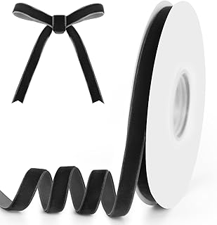 3/8" Wide x 10 Yards Velvet Ribbon, Vintage Single Face Velvet Ribbons for Gift Wrapping, Christmas Wrapping Bows, Wedding...