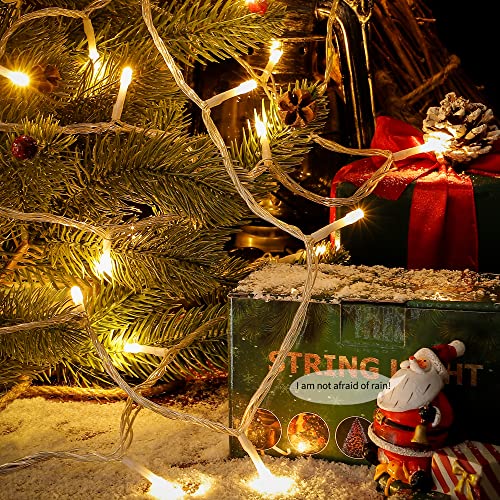oopswow Warm White Christmas Lights,33ft 100LED String Lights,Twinkle Lights Plug in with 8 Modes, Indoor Outdoor for Holi...