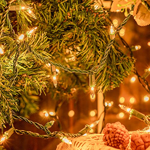mimigogo 50-Count White Christmas Lights with Green Wire,Mini String Lights for Holiday Decorations, Christmas Tree Light...