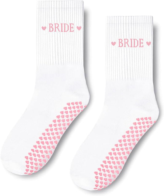 Etercycle Bride Pilates Socks, Bridal Shower Gifts Yoga Grip Sock for Women, Soft Cotton Non Slip Sock Wedding Bachelorette