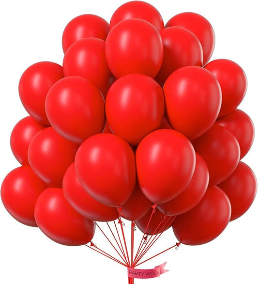 PartyWoo Red Balloons 50pcs 12 Inch Red Helium Balloons for Birthday Graduation Bachelorette Citizenship Firefighter Straw...