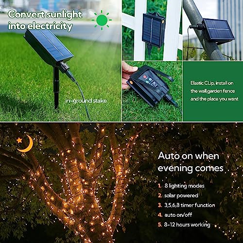 woohaha 2 Pack Solar Outdoor String Lights,Total 144ft 400 LED Solar Christmas Lights with Remote and Timer, 8 Modes Twink...