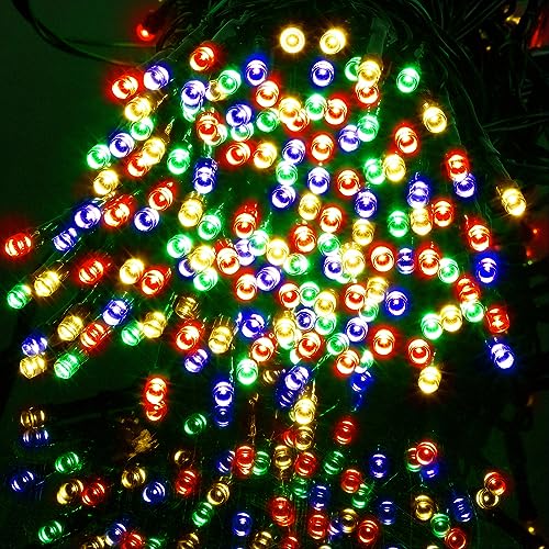 LJLNION 1000LED Christmas Lights, Extra Long 328FT Xmas Green Wire Fairy String Lights Plug in Outdoor, Remote Control & 8...