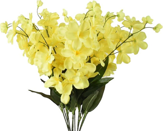 HOKPA 26.7'' Artificial Orchid Stems, 12 Pcs Yellow Silk Turquoise Orchids Flowers for Wedding Bridal Bouquet Boutonniere ...