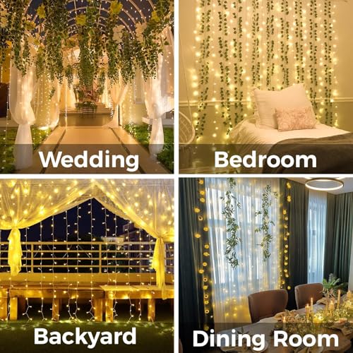 suddus Curtain Lights for Bedroom, 200 Led Hanging String Light Outdoor, Fairy Curtain Lights Indoor for Christmas, Dorm, ...