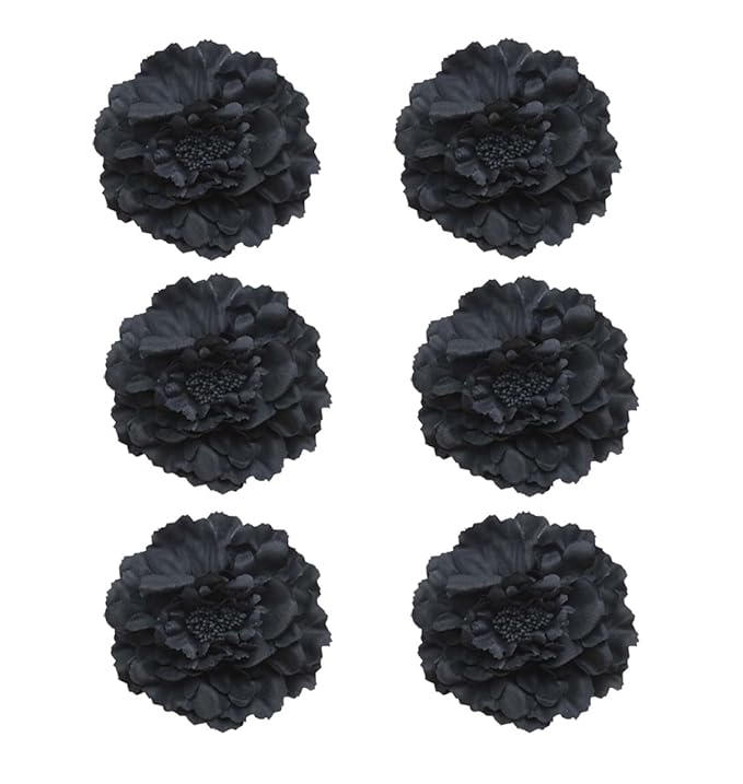 Koolgil Women's Bohemia Peony Flowers Hairpin Hair Clip Flower Brooch for Travel Party Festivals Set of 6 PF-11 (Black)