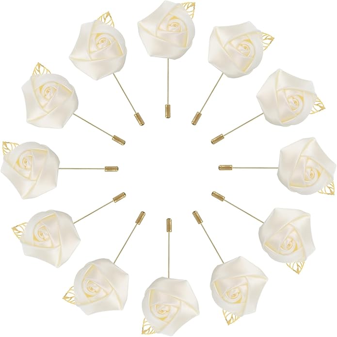MECCANIXITY Groom Boutonnieres Rose Boutonnieres Pins for Man Wedding Ceremony Anniversary Formal Dinner Party