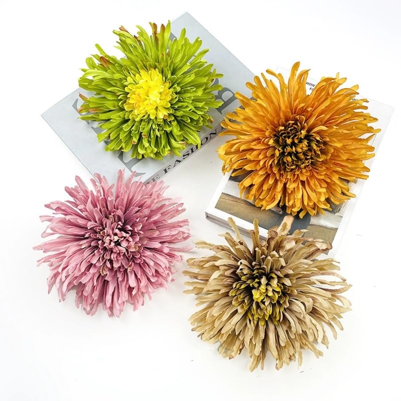 7 Inch Large Chrysanthemum Flowers Artificial Heads,Silk Flowers for Crafts,Fake Flowers Bulk,Artificial Flowers for Cake ...