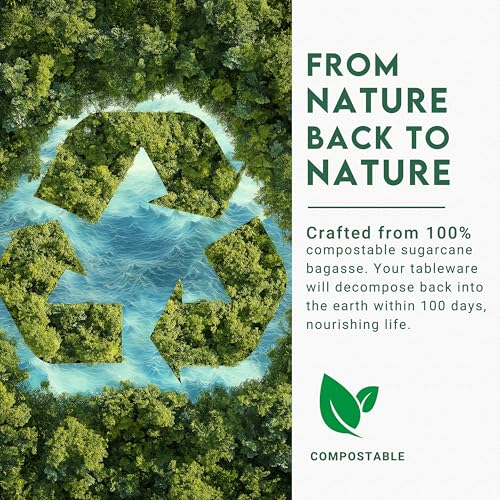 ZOES HOMEWARE 100% Compostable Oval Paper Plates 12 inch Bulk 100 Count, Heavy Duty Large Disposable Plates, Eco-Renewable...